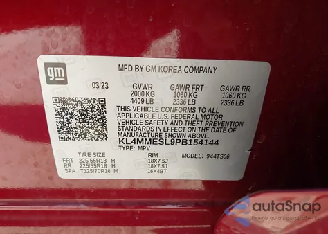 2023 Buick Encore Gx Select Awd from USA, damaged, VIN KL4MMESL9PB154144